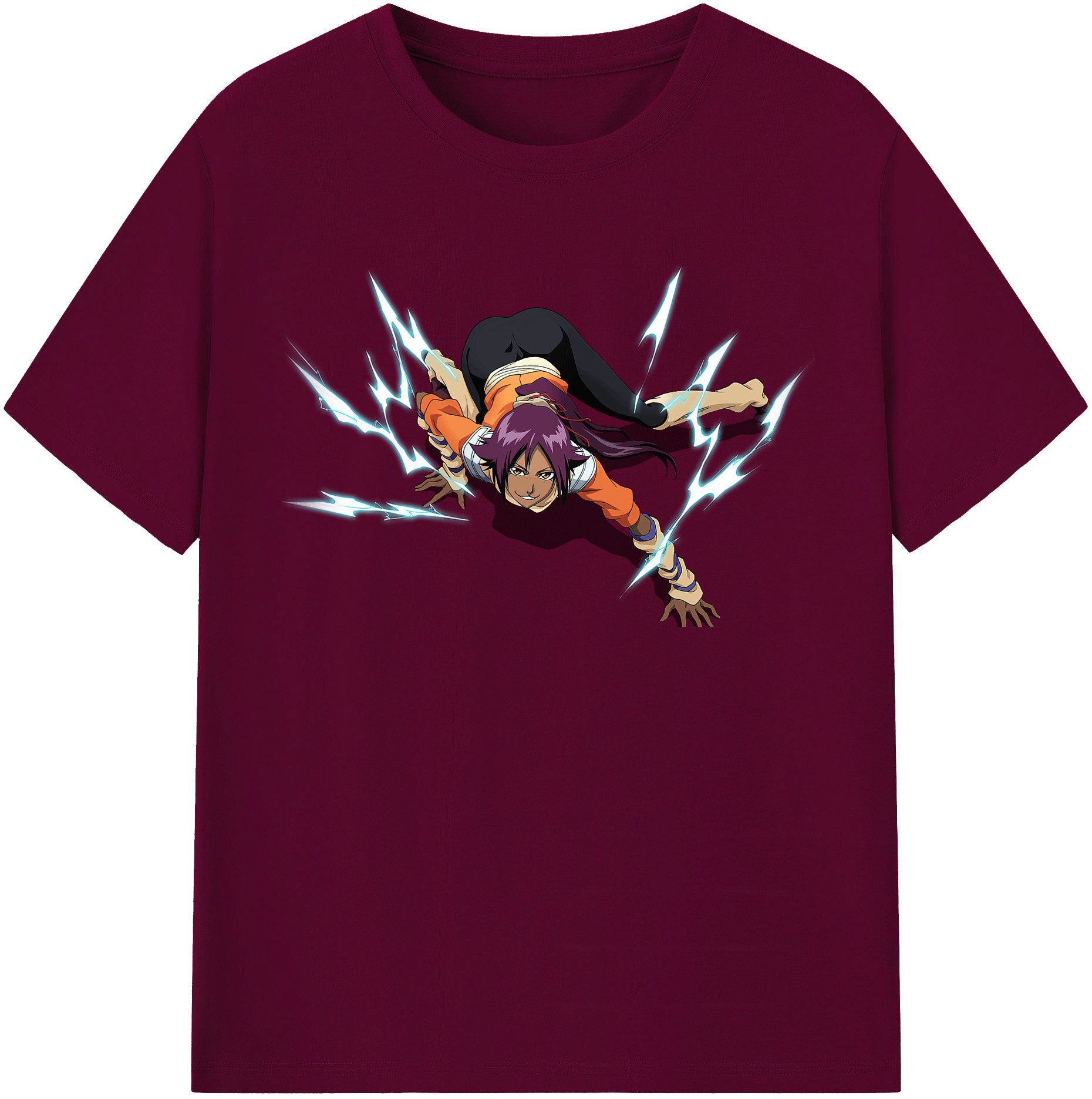 （画像用） ブリーチ 四楓院 夜一（しほういん よるいち） BLEACH Shihouin Yoruichi レディースカジュアルプリントTシャツ（綿100％）